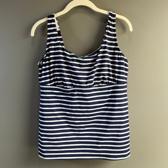 Lands' End Other - Lands’ End Navy and White Striped Scoop Neck Tankini Swim Top Size 12DDD